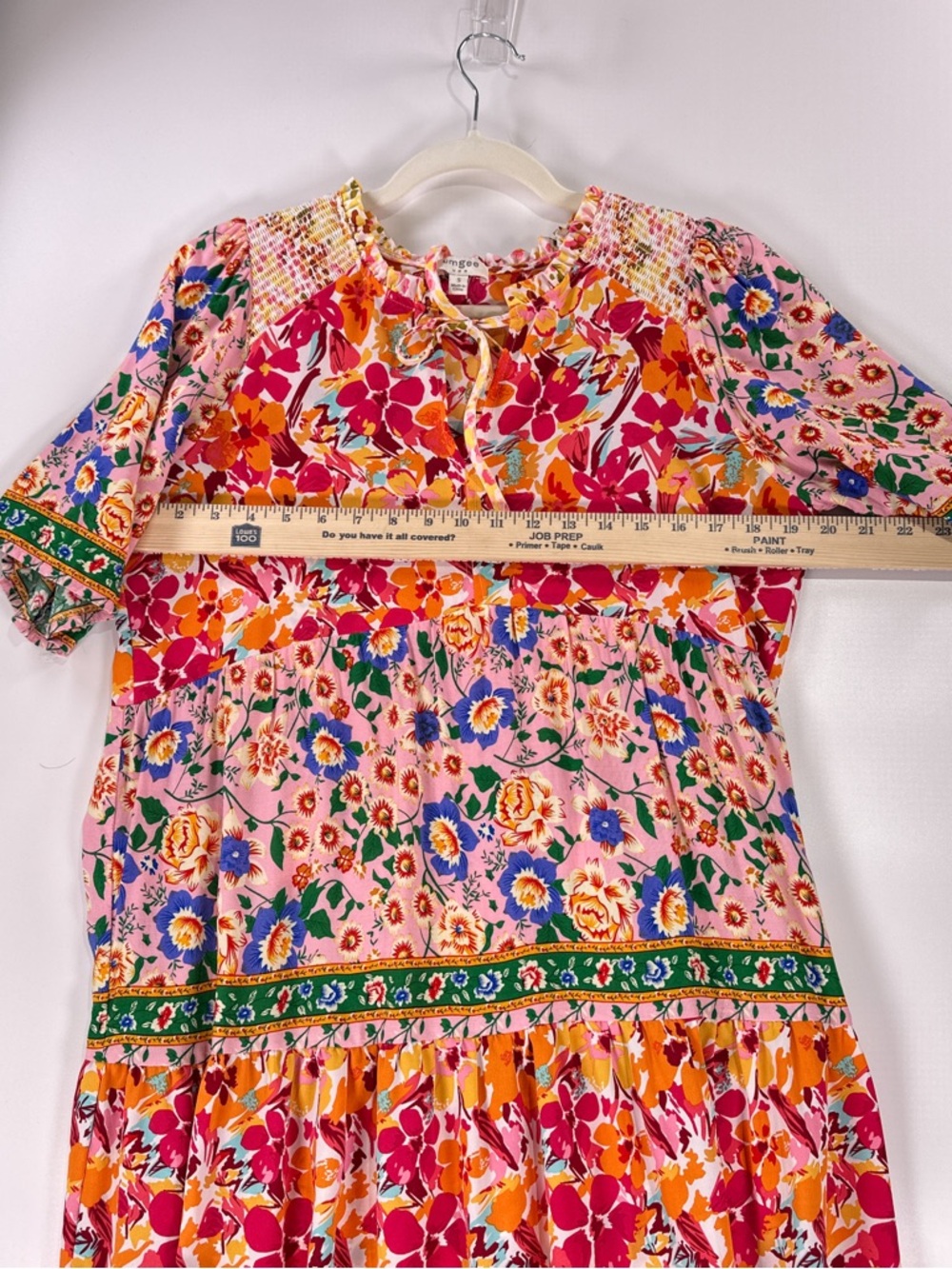 Umgee Bright Mixed Floral Tiered Dress Small Pink Boho Ruffle - Picture 11 of 13